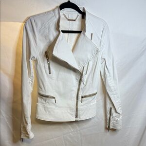 White House Black Market Cream Leather Jacket